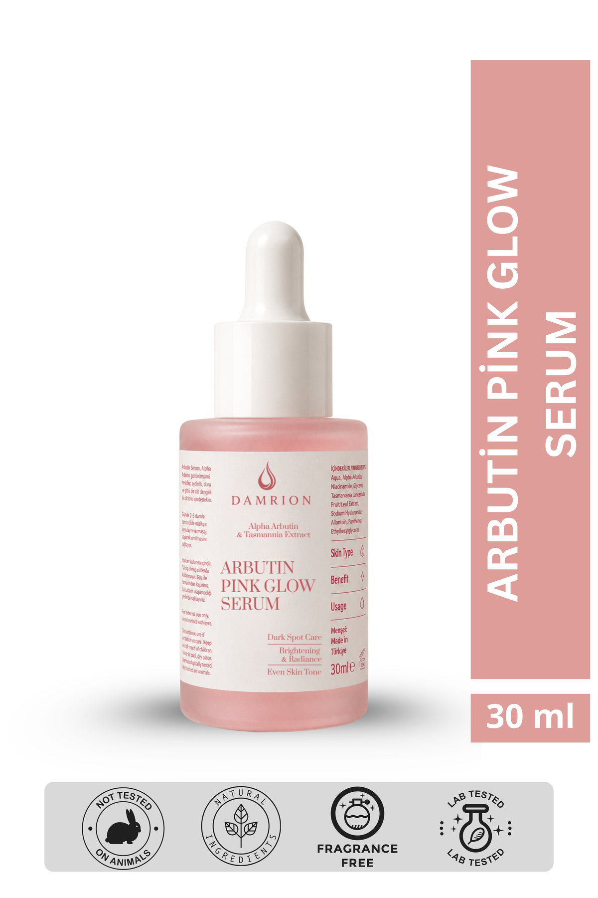 Damrion %2 ALPHA ARBUTIN PINK GLOW SERUM - LEKE KARŞITI AYDINLATICI SERUM