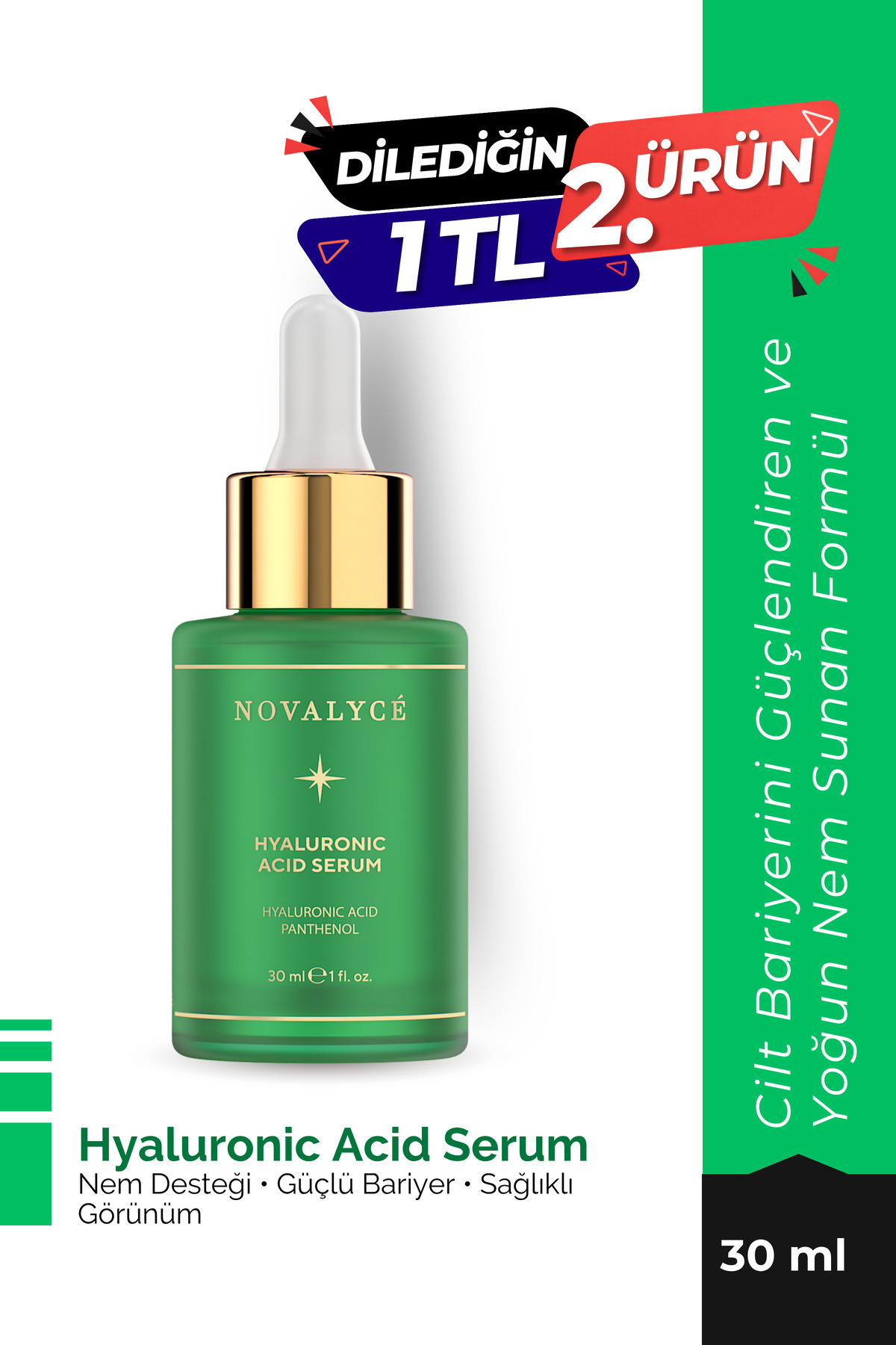 Novalyce Hyaluronic Acid Serum Panthenol & Yoğun Nemlendirici Etki B5 30ml