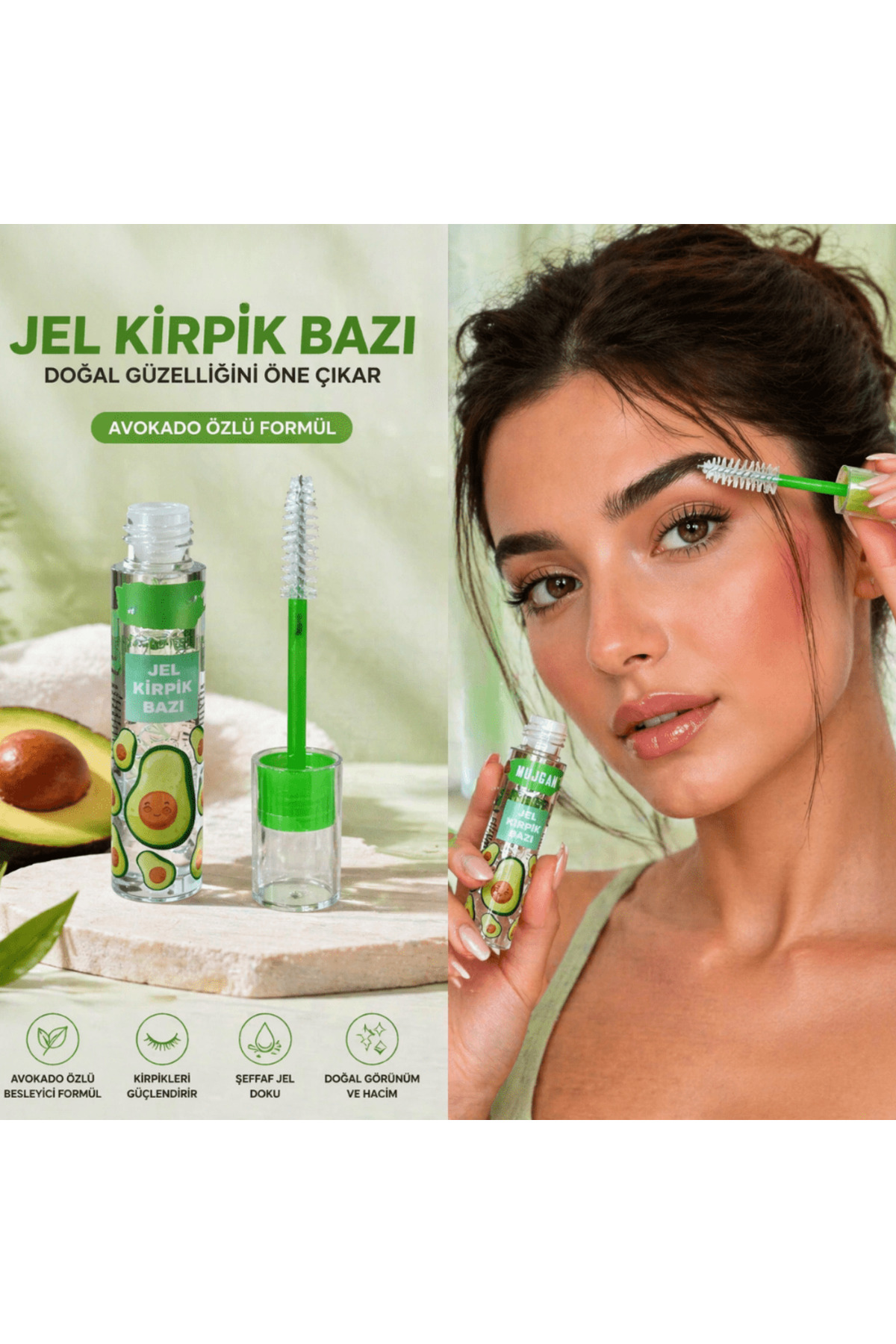 Seckinnn Avokado Özlü Şeffaf Jel Kirpik Bazı & Kaş Sabitleyici (2’si 1 Arada)