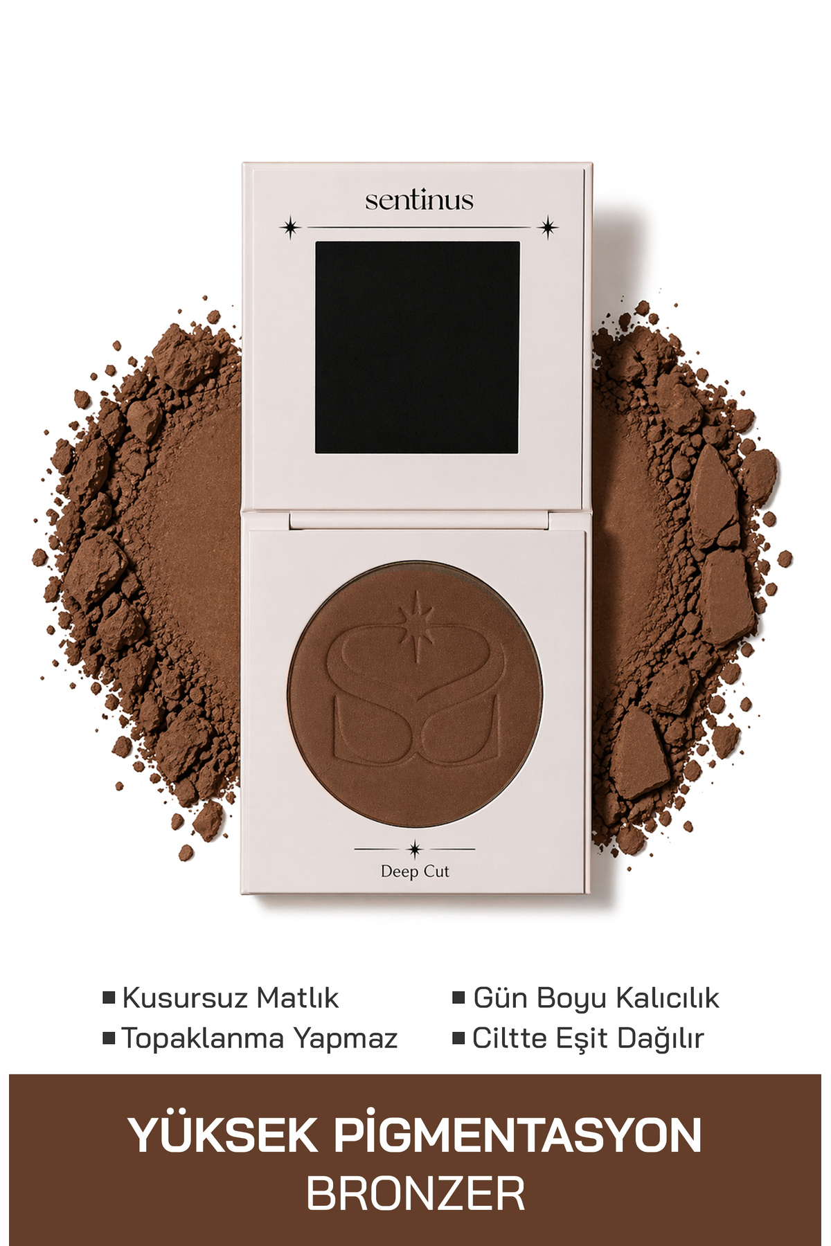 Sentinus Deep Cut Bronzer | Mat Pudra Bronzer & Kontür | Yüksek Pigment | İpeksi Doku | Kolay Dağılan