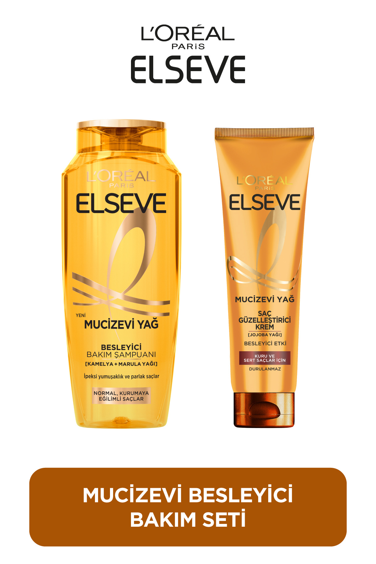 ELSEVE Mucizevi Yağ Besleyici Bakım Şampuanı 400 Ml + Mucizevi Yağ Saç Güzelleştirici Krem 150 Ml