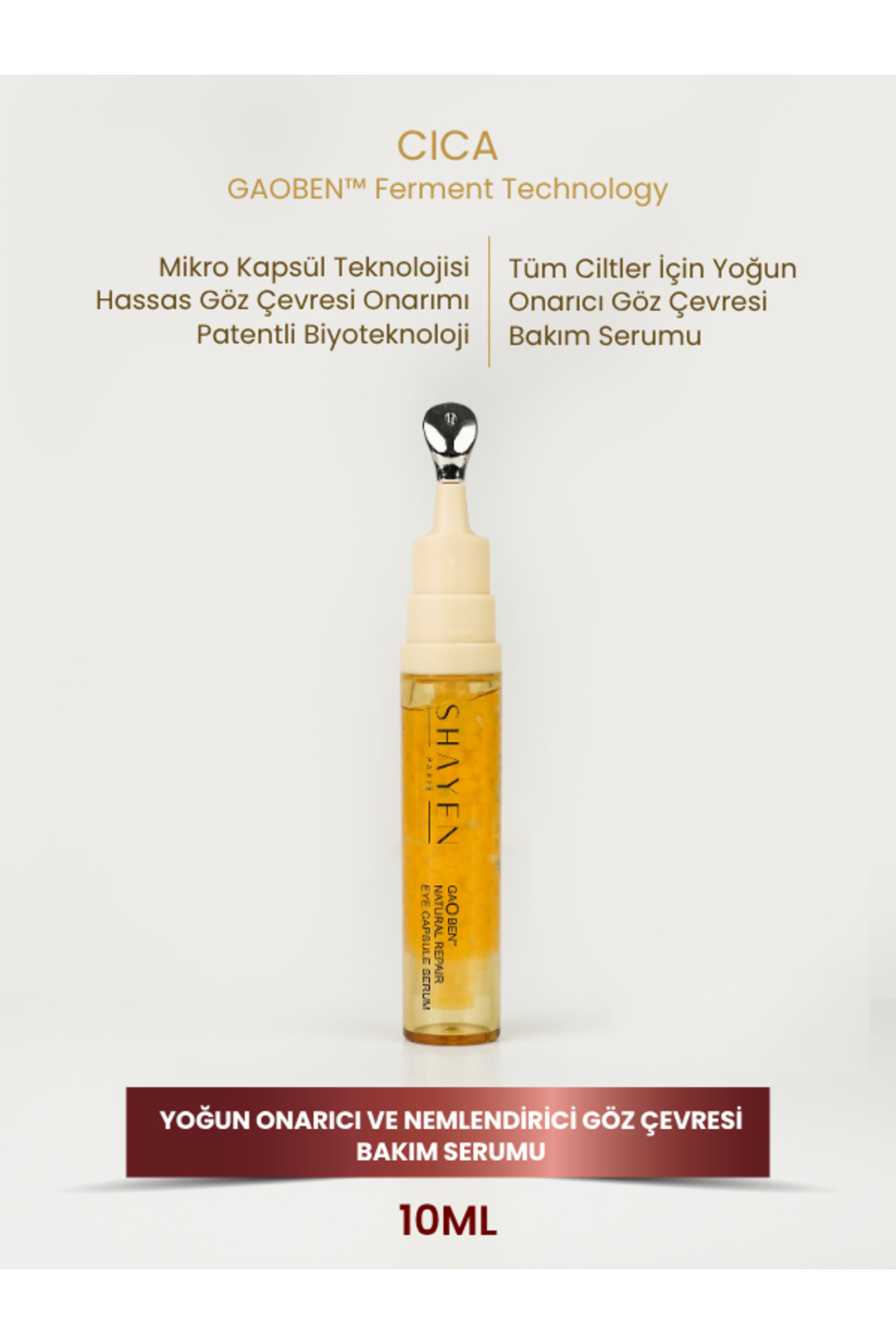 Shayen Paris GAOBEN™ Doğal Göz Çevresi Serumu | Koyu Halka & Şişlik Karşıtı & Canlandırıcı Göz Altı Bakımı Patentli Formülasyon - Capsul Serum 10ml