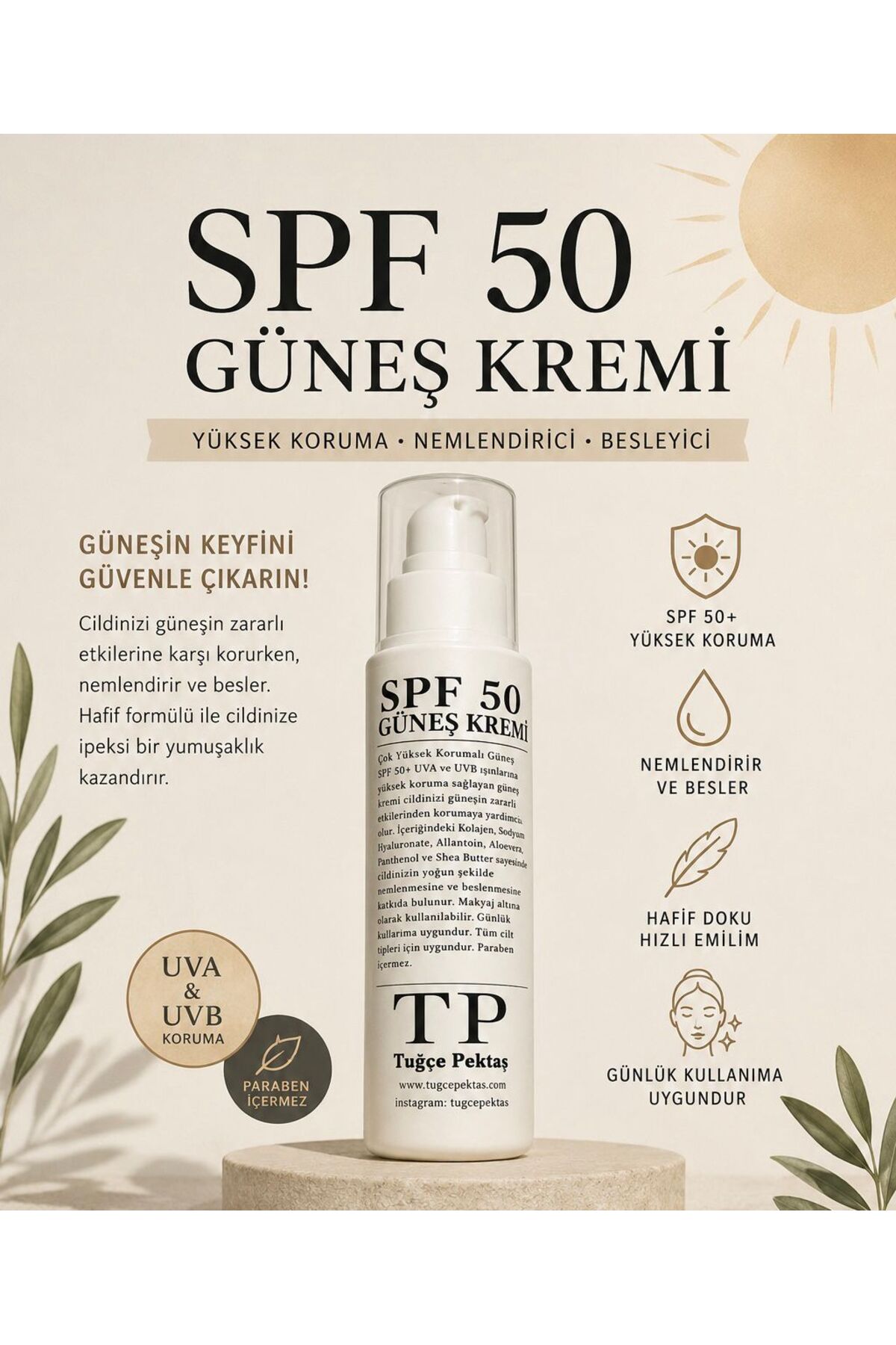 TP SPF 50+ Yüksek Koruma Güneş Kremi