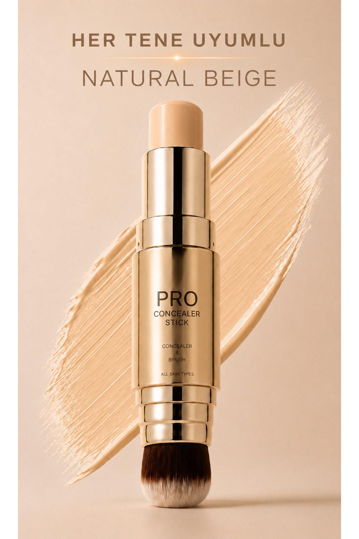 MAQYA KOZMETİK Çift Taraflı Concealer Stick Kapatıcı Kalem & Fırça Natural Beige Her Tene Uyumlu Profesyonel Makyaj