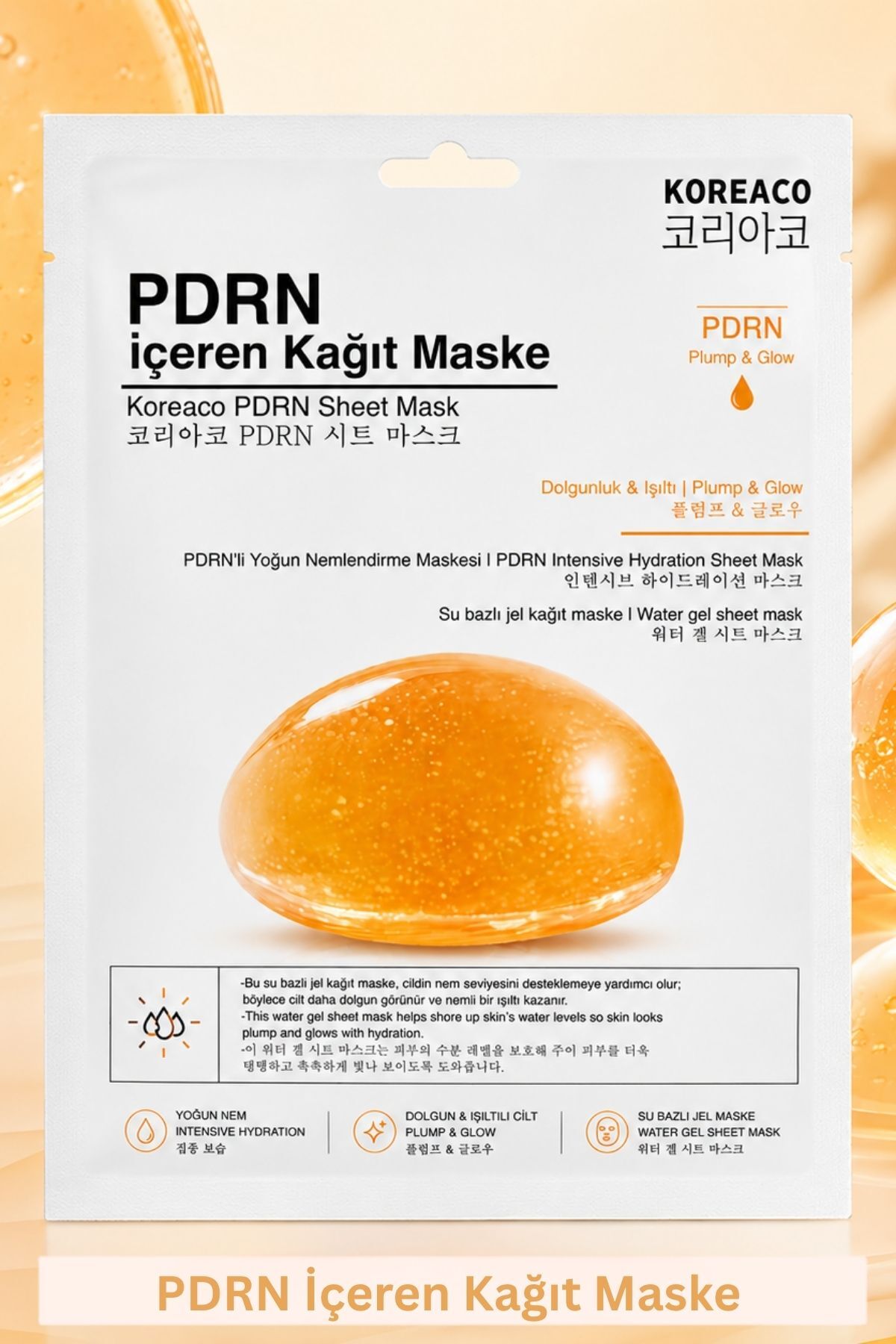 KOREACO PDRN Sheet Mask | Dolgun ve Canlı Cilt Görünümüne Yardımcı Maske
