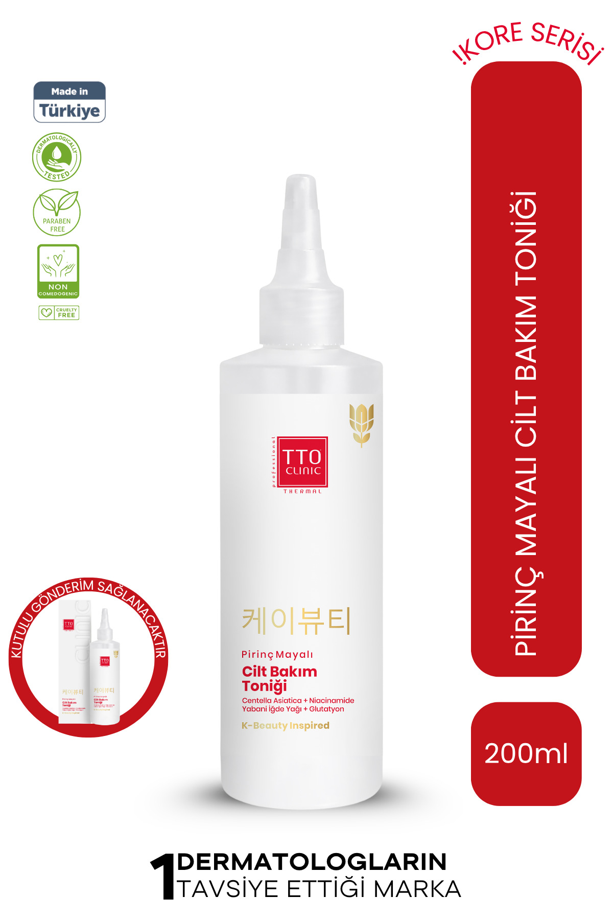 TTO Clinic Kore Serisi Cilt Bakım Toniği – Pirinç Mayalı & Niacinamide Destekli