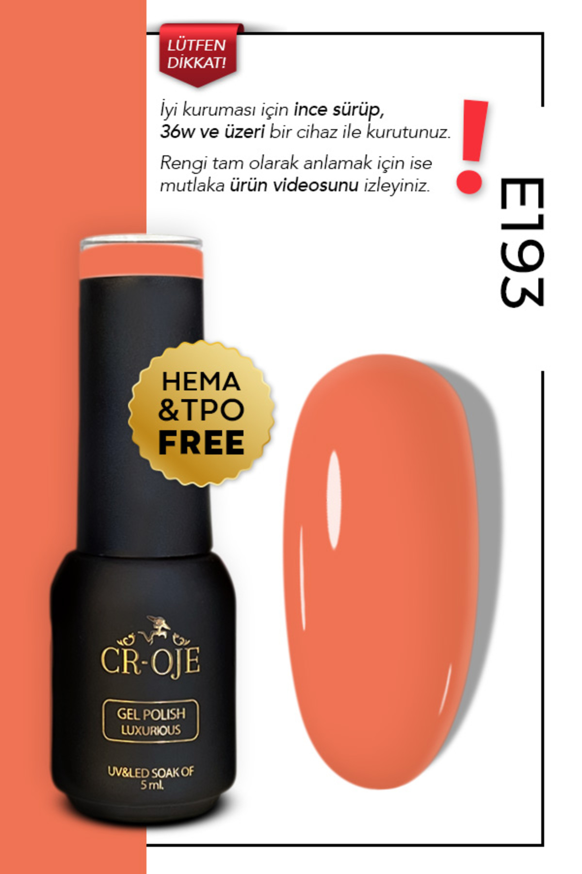 CROJE KALICI OJE Kalıcı Oje E193-turuncu (5 ML)