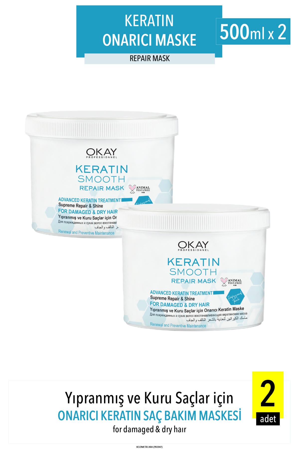 Okay Saç Maskesi Keratin Smooth 500ml X 2 Adet