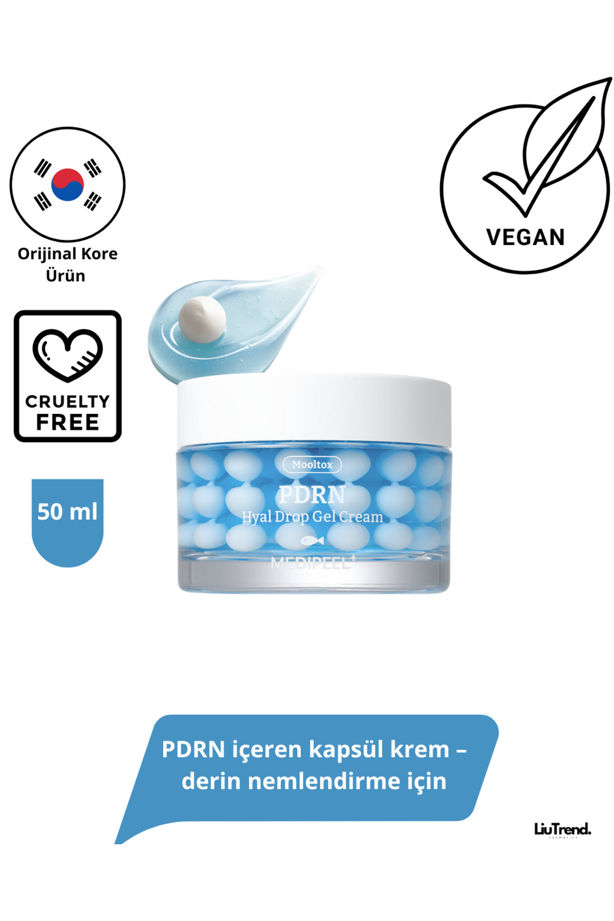 Medipeel PDRN kapsülleri içeren yoğun nemlendirici jel krem Medi-Peel Mooltox PDRN Hyal Drop Gel Cream 50 ml