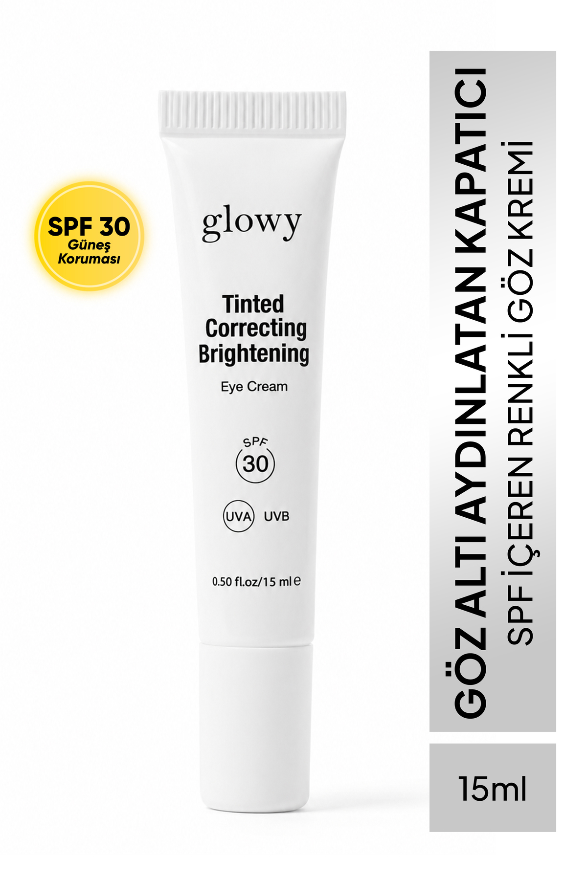 GLOWY SPF30 Renkli Göz Kremi Aydınlatıcı Kapatıcı Etkili Bakım 15ml