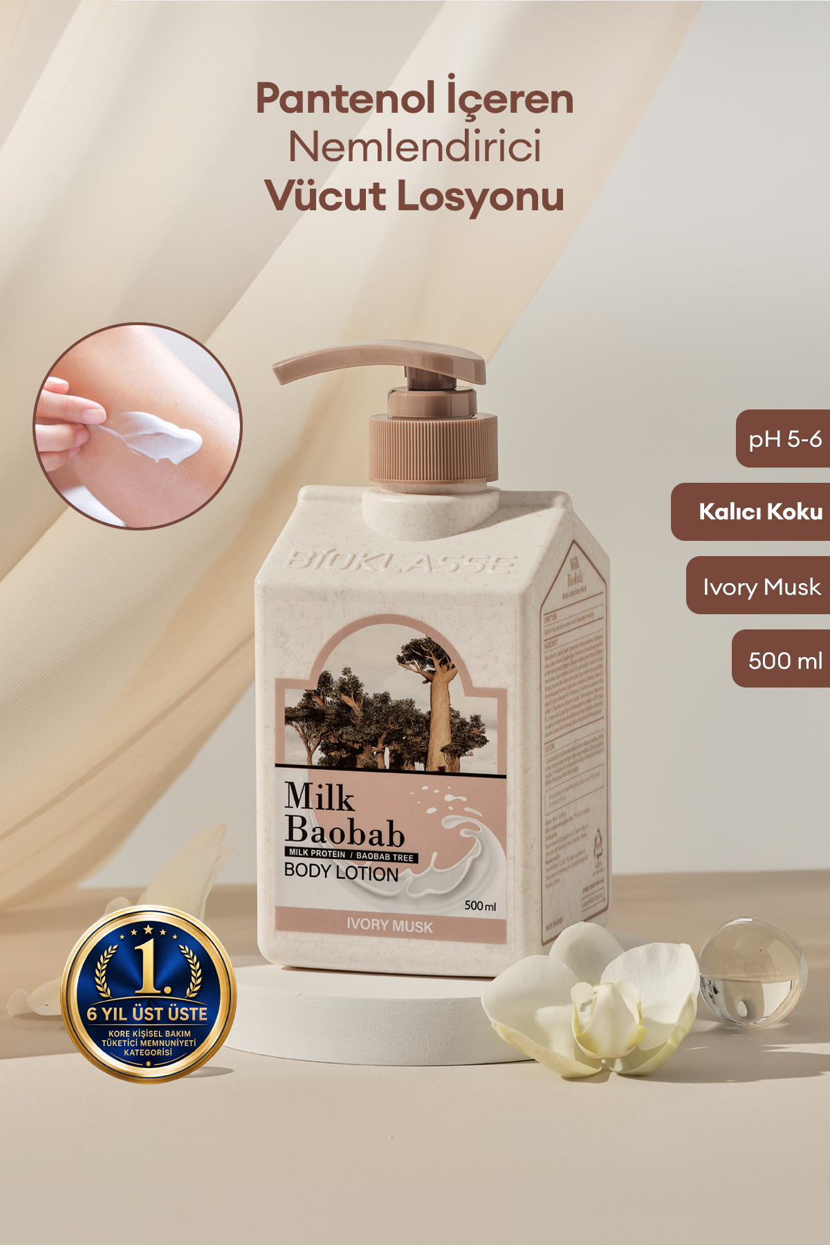 Milk Baobab Pantenol İçeren Nemlendirici Vücut Losyonu Original Body Lotion (Ivory Musk)