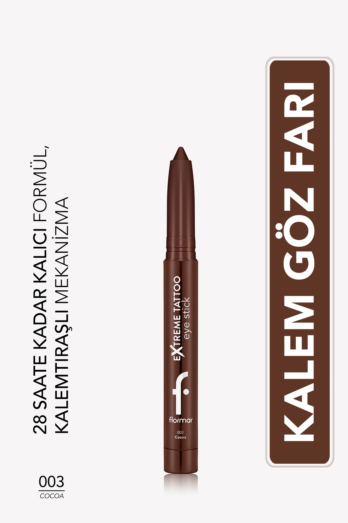 Flormar Extreme Tattoo Mat Asansörlü Kalemtıraşlı Jel Göz Kalemi & Far Stick - 003 Cocoa