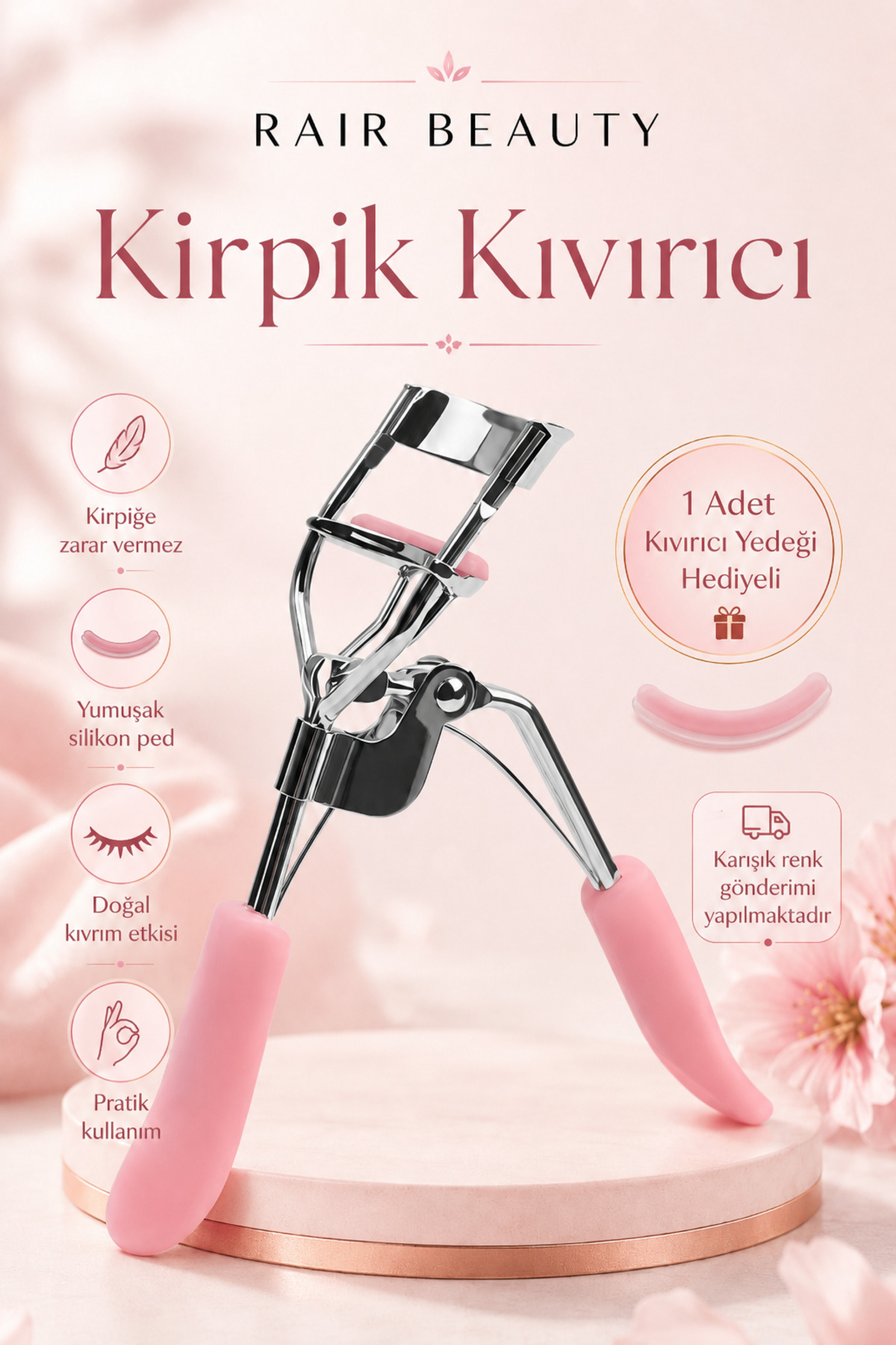 RAİR BEAUTY Lüks Kirpik Kıvırıcı Kirpik Kıvırma Makası (1 adet Kıvırıcı Yedeği Hediye Gönderilecektir)