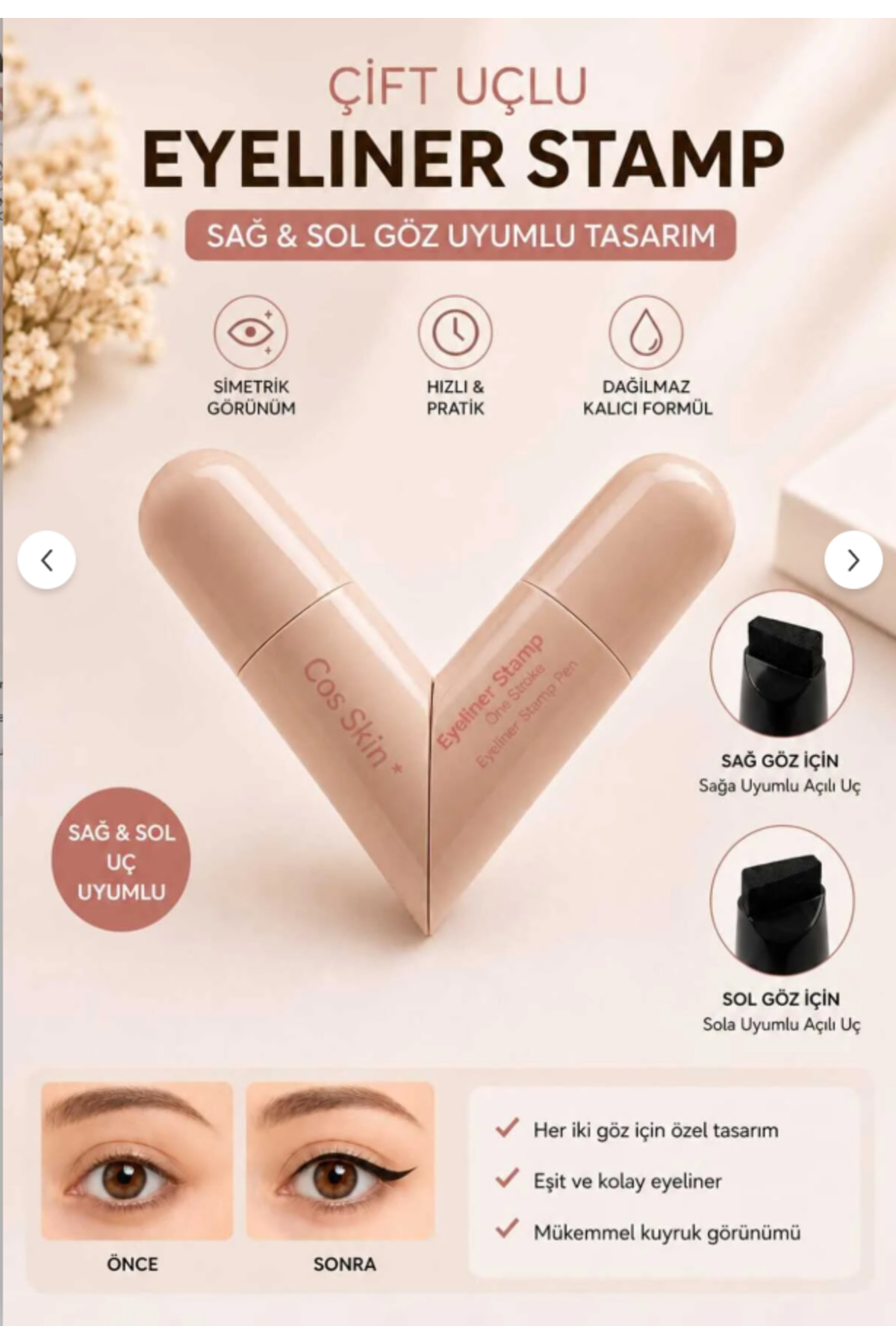 mammam always by your side Suya Dayanıklı Çift Taraflı Eyeliner Damga Kalem Sağ Ve Sol Göz Uyumlu-SİYAH