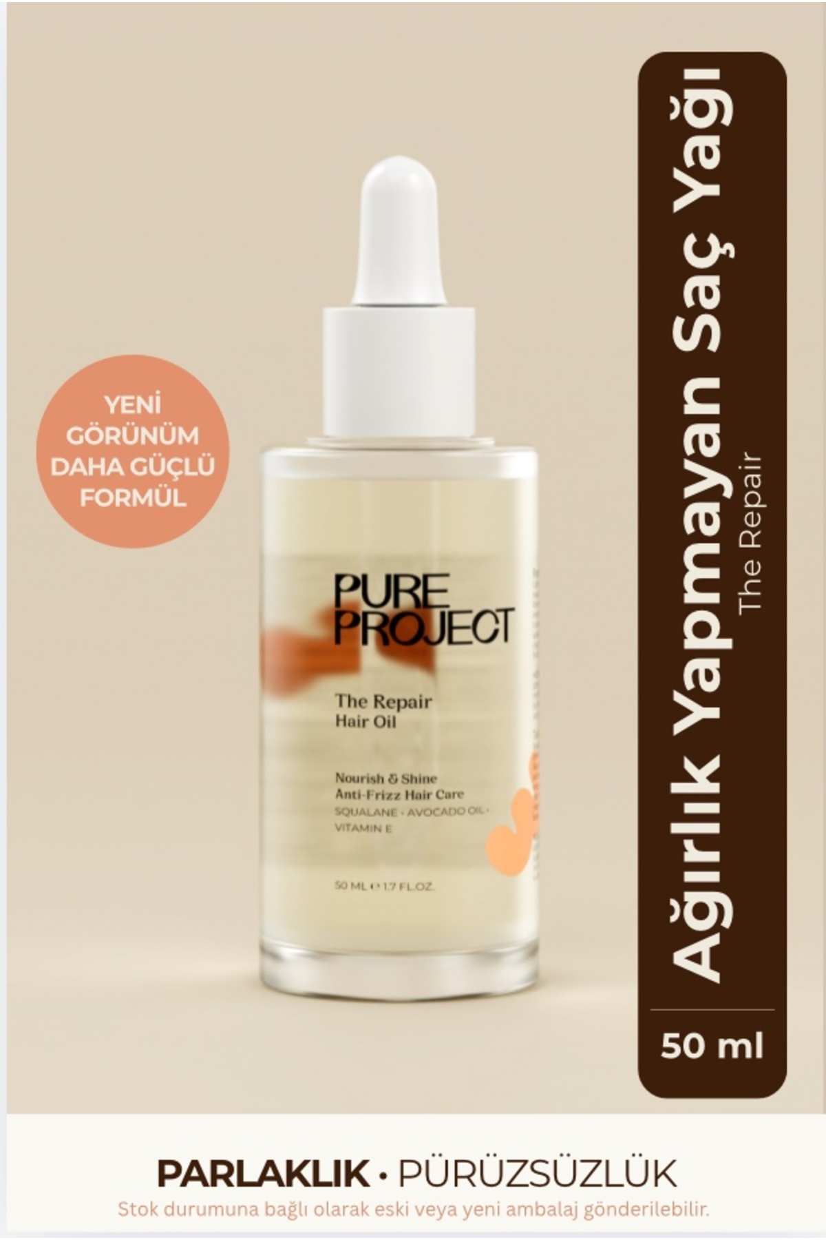 Pure Project Ağırlık Yapmayan ve Parlaklık Veren Saç Bakım Yağı 50 ml | Kabarıklık & Elektriklenme Karşıtı
