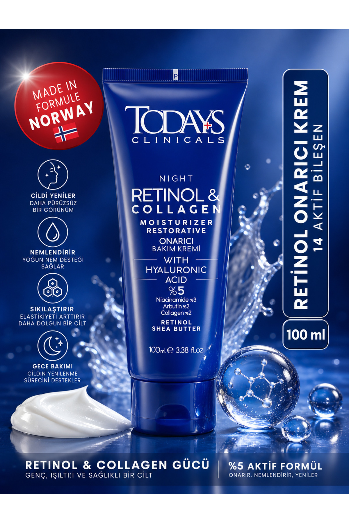 TODAYS CLİNİCALS Onarıcı Krem - Retinol Shea Butter Hyaluronic Acıd %5 Collagen % 2 Arbutin % 2