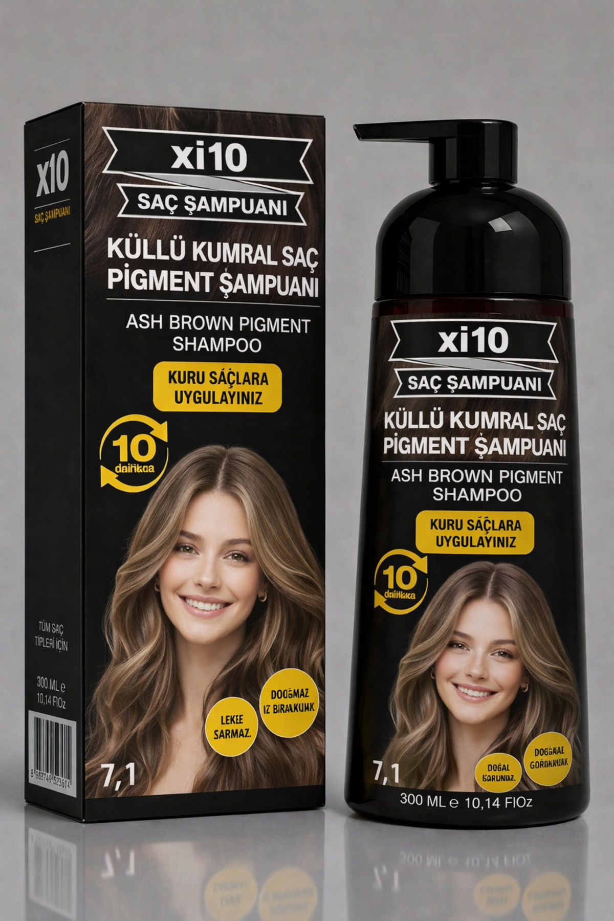 xi10 Beyaz Kapatıcı (Küllü Kumral 7.1 ) Saç Beyaz Kapatan Hızlı Şampuan (Beyaz Saçlar İçin) 300 ml.