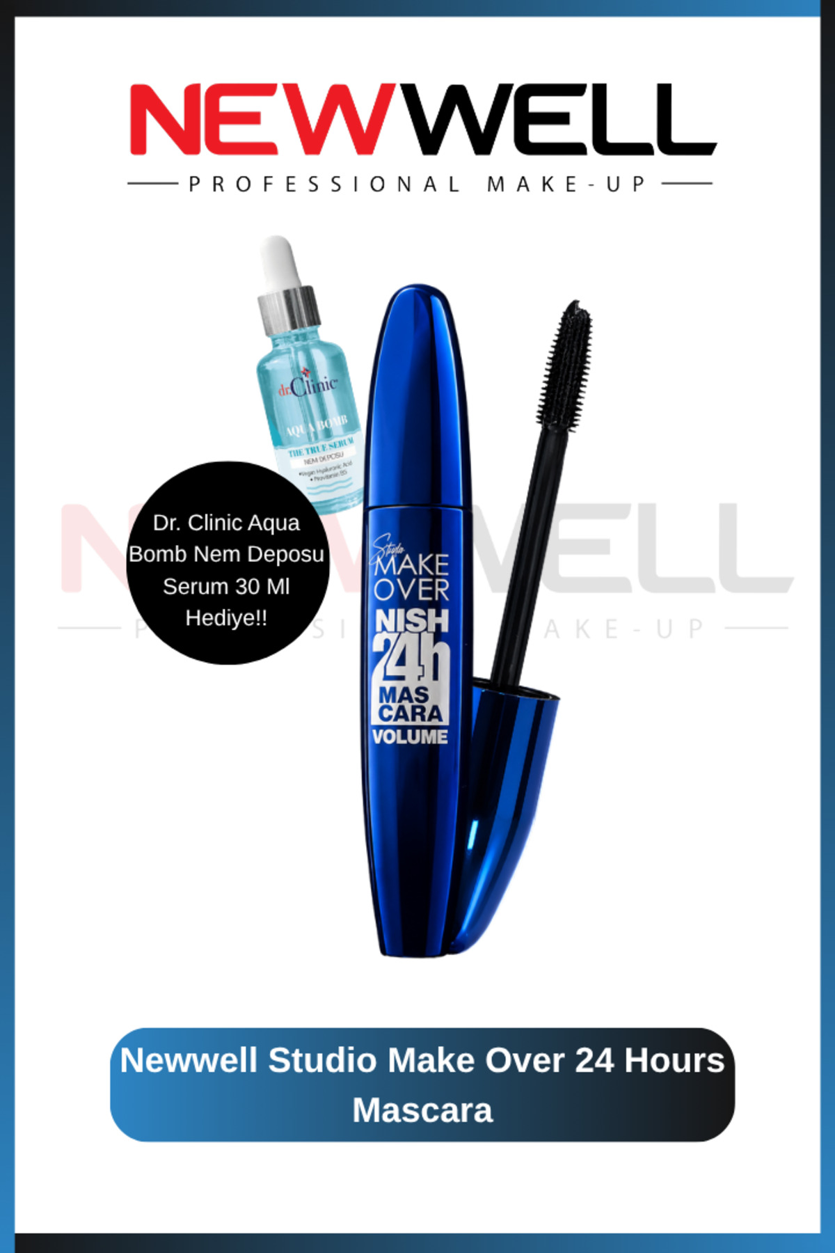 New Well Studio Make Over 24 Hours Mascara Volume - Aqua Bomb Nem Deposu Serum 30 Ml Hediye
