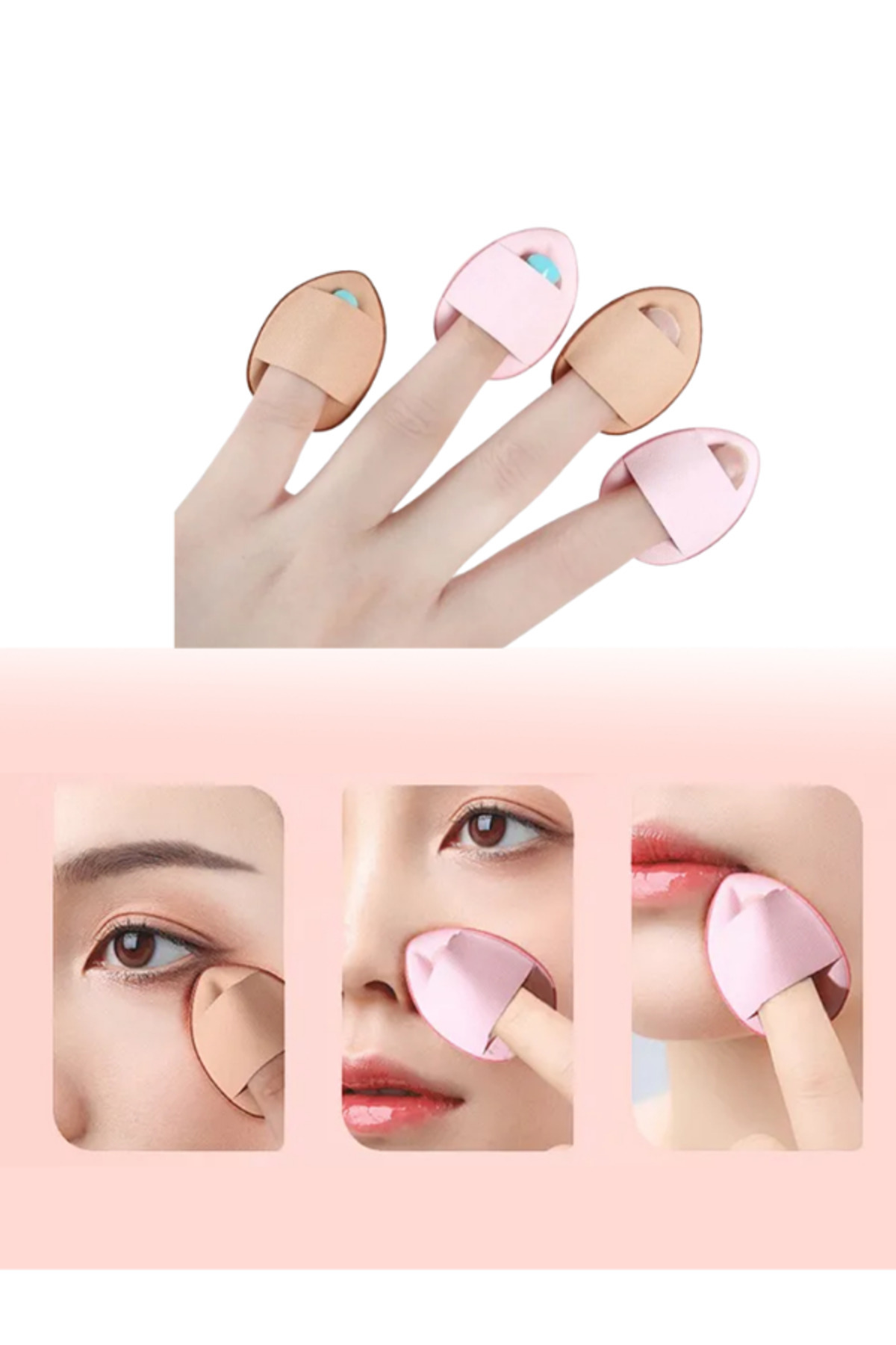 mucit home 5 Adet Mini Kozmetik Puf Parmak Yüz Makyaj Sünger Concealer Göz Altı Kapatıcı