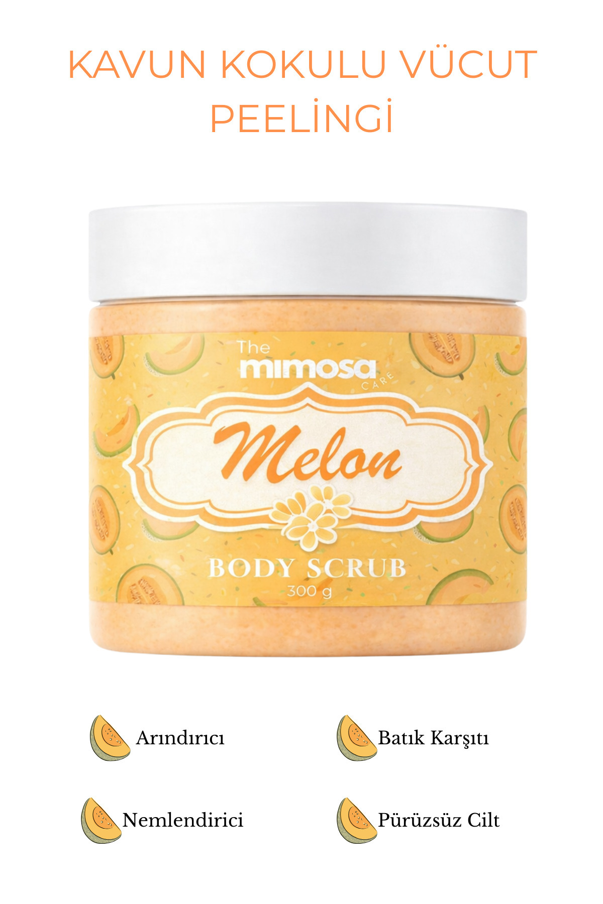 The Mimosa Care Kavun Aromalı Vücut Peelingi, 300 gr, Nemlendirici, Batık Karşıtı