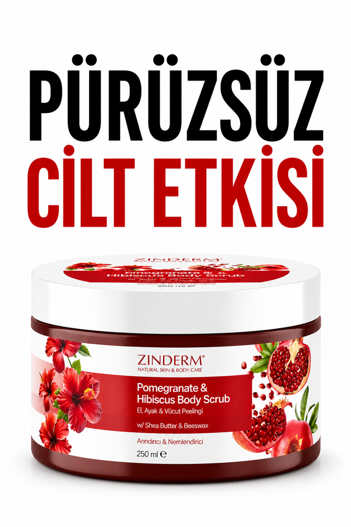 zinderm Nar Çekirdeği Yağlı Nemlendirici, Besleyici, Batık Giderici ve Arındırıcı Vücut Peelingi 250 ml