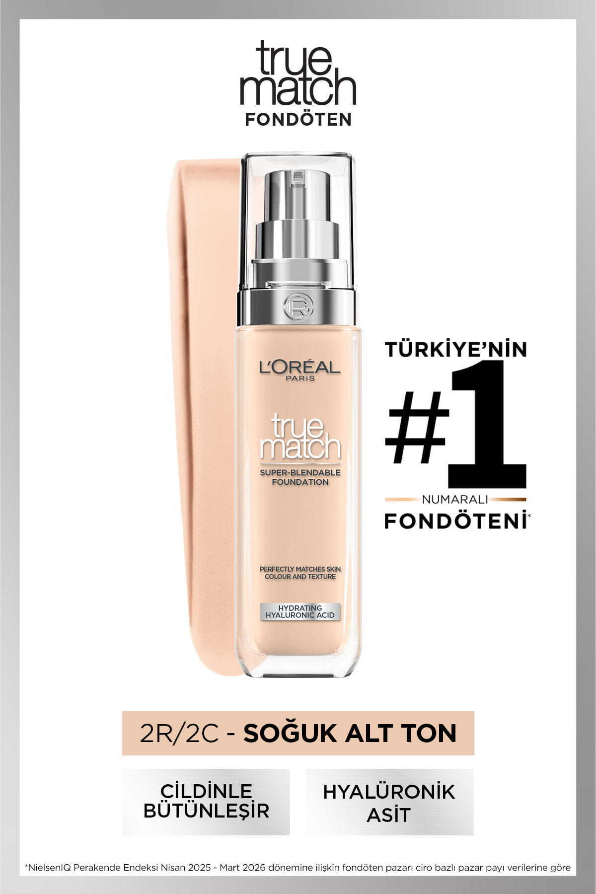 L'Oreal Paris True Match Bakım Yapan Fondöten - 2C Soğuk Alt Ton