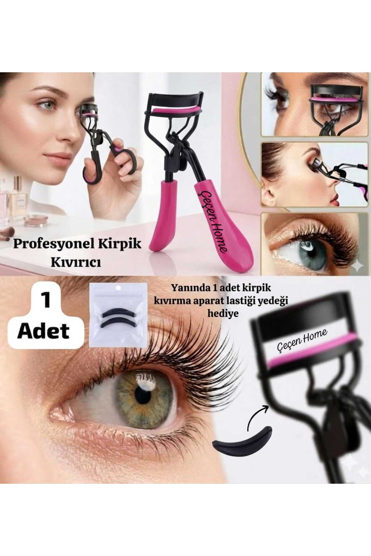 ÇEÇEN HOME (1 Adet) Profesyonel Kirpik Kıvırıcı, Ergonomik Saplı Kirpik Kıvırma Aparatı,Kirpik Kıvırma Aleti