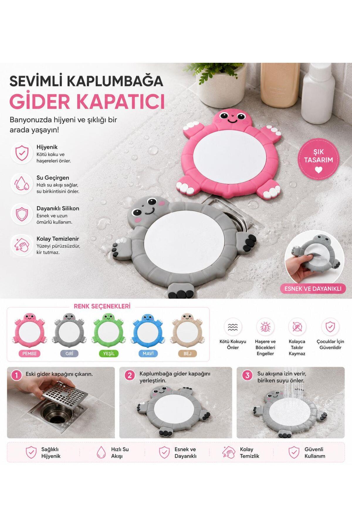 Hayveys Kaplumbağa Silikon Gider Kapatıcı | Banyo ve Duş Gider Koruyucu