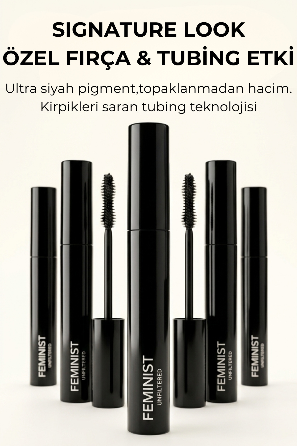 Feminist Cosmetics Özel Fırça Hacim ve Uzatma Etkili Maskara Doğal Formüllü - Siyah