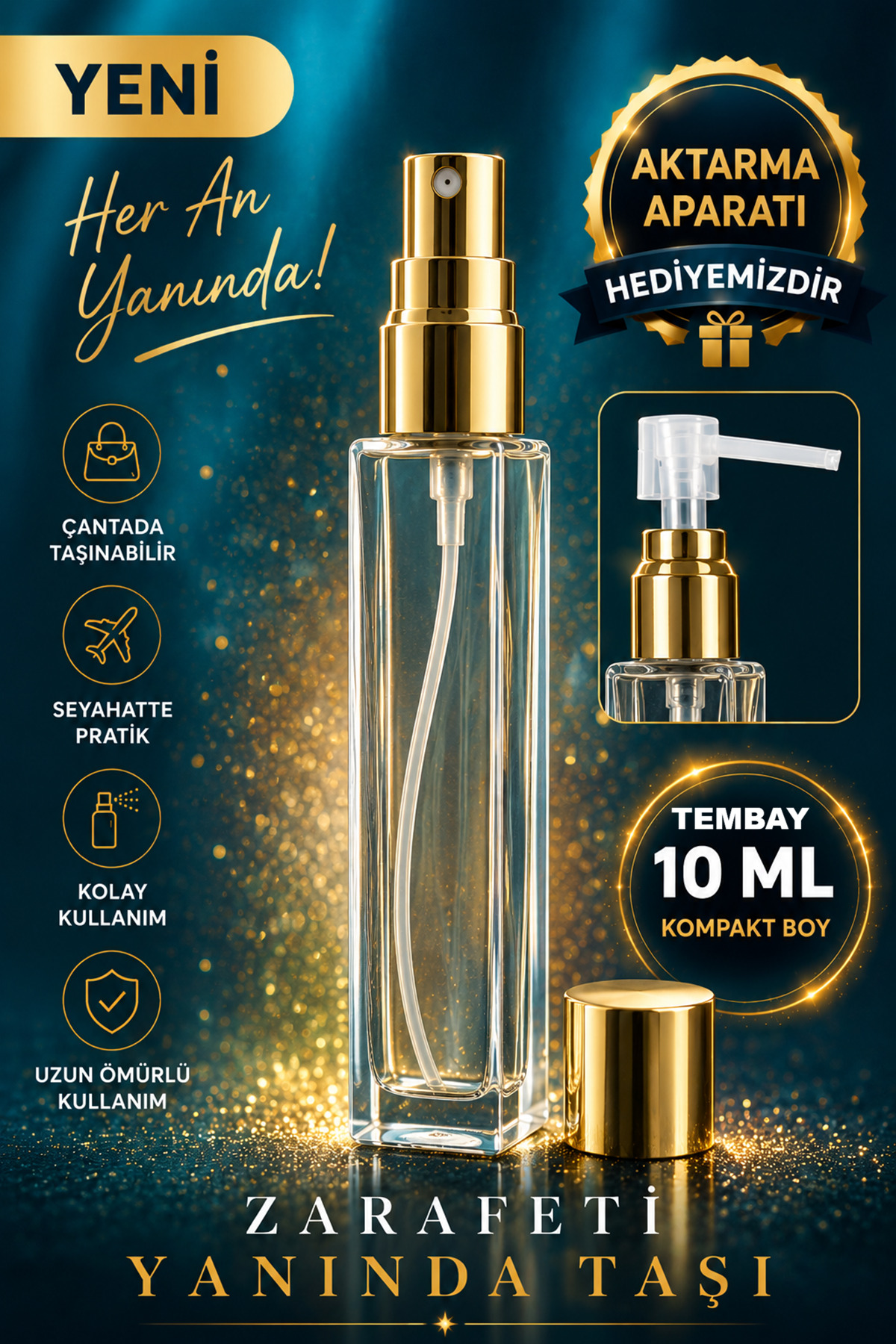 TEMBAY Doldurulabilir Mini Parfüm Şişesi Cep Parfüm Şişesi Taşınabilir Cam Parfüm Şişesi 10ml