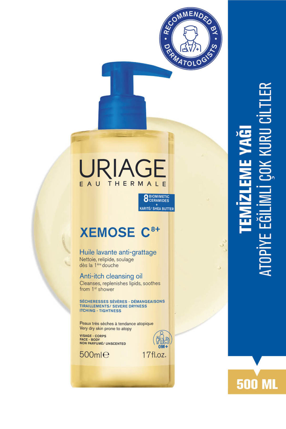 Uriage XEMOSE C8+ Atopiye Eğilimli ve Çok Kuru Ciltler İçin Temizleme Yağı 500 ml