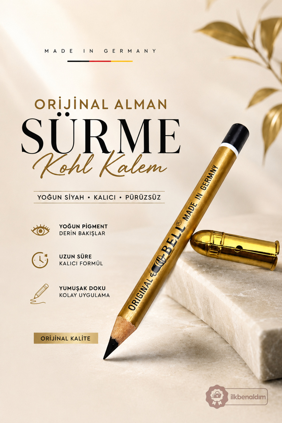 İlkbenaldim Orijinal Alman Sürmesi Made in Germany Siyah Göz Sürme Kalemi Kalıcı Kohl Kalem