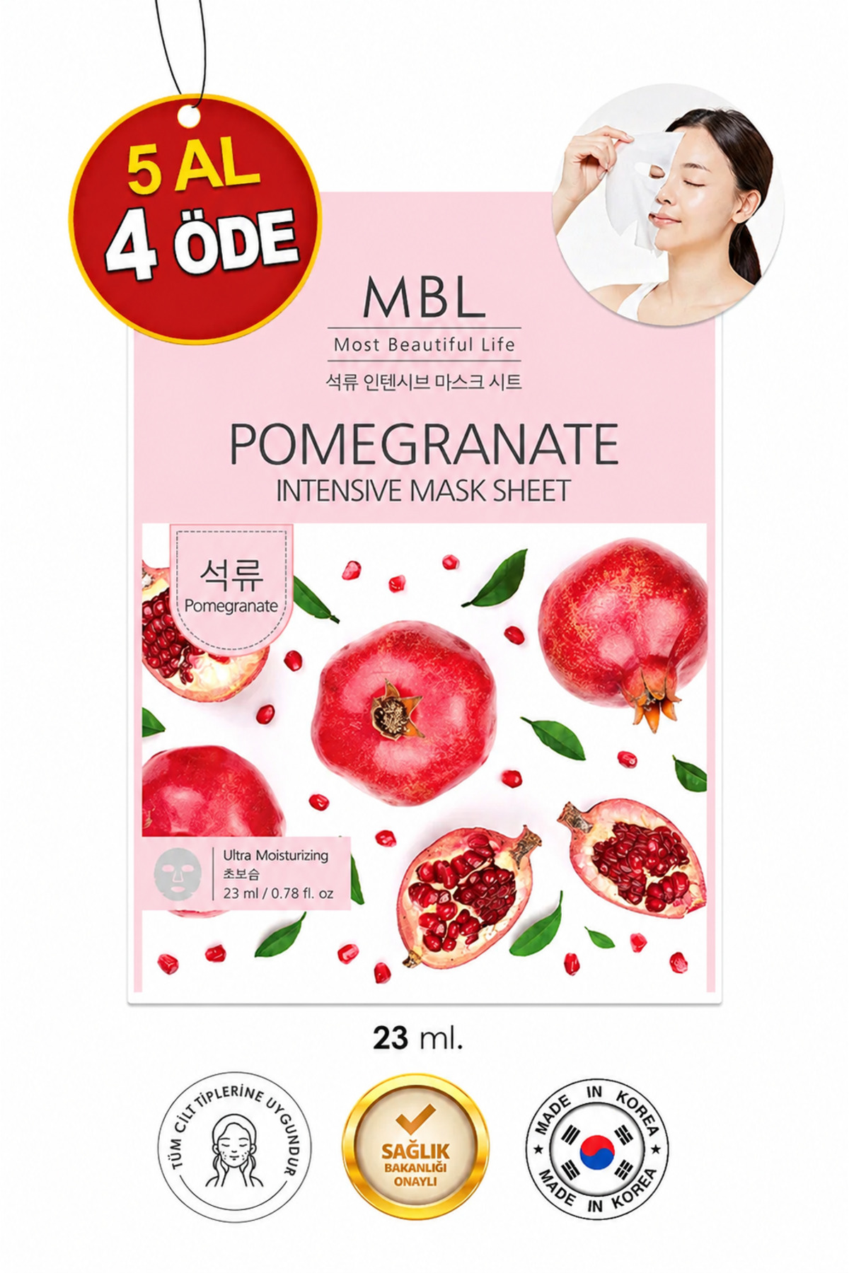 MBL Teresia MBL Pomegranate Intensive Mask Sheet – Nar Özlü Yoğun Nemlendirici Kağıt Maske 23ml
