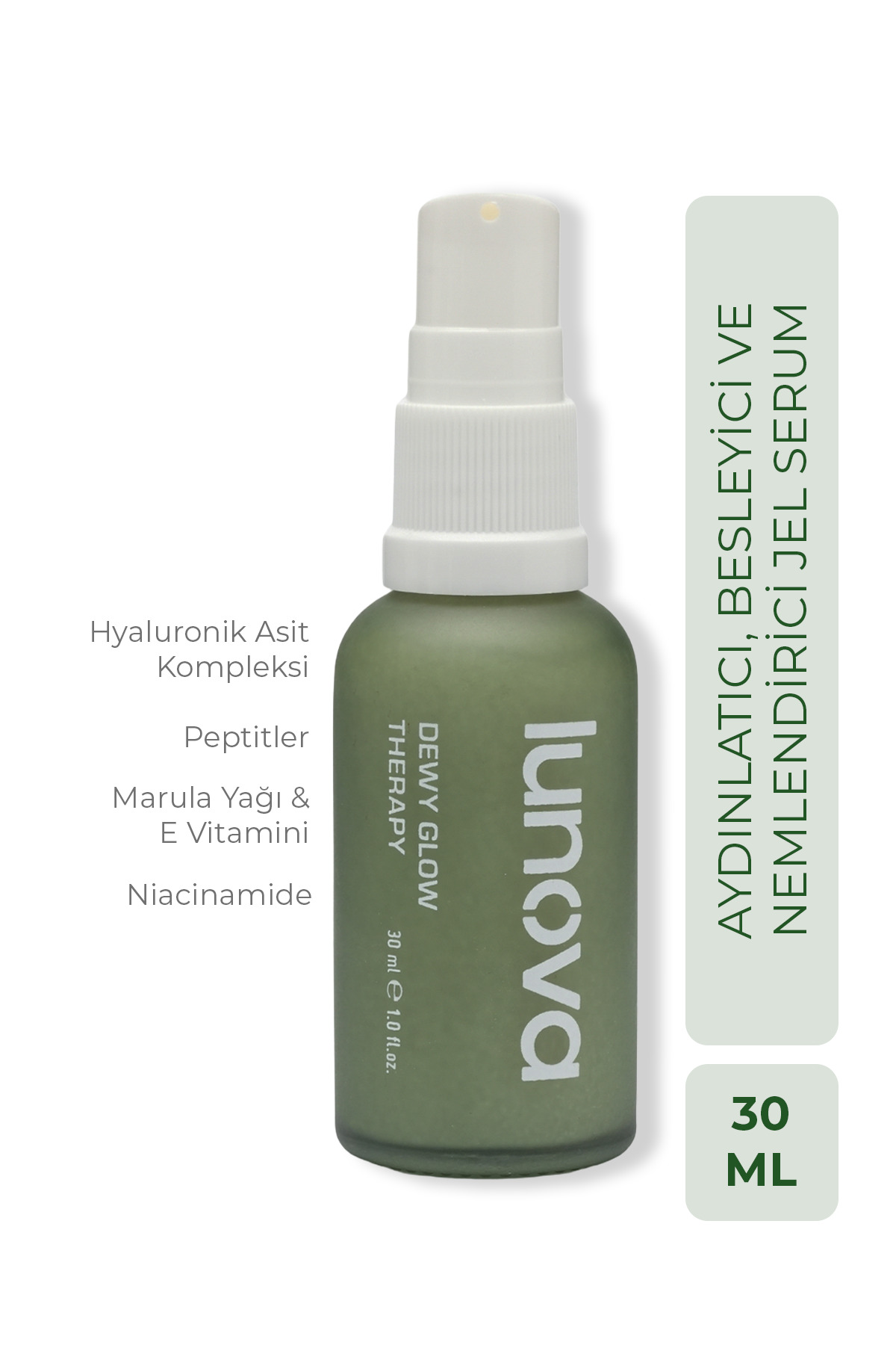 Lunova Aydınlatıcı Ve Nemlendirici Jel Serum | E Vitamini, Peptit, Hyaluronik Asit, Niacinamide Cilt Serumu