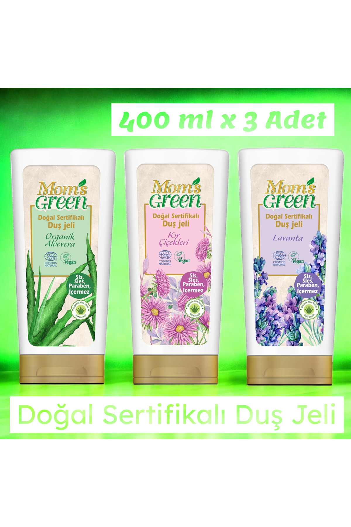 Mom's Green 3'lü Set Doğal Sertifikalı Duş Jeli - Tanışma Seti 3*400 ml EcoCosmos