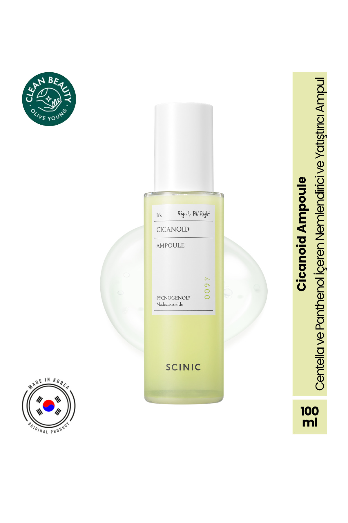 SCINIC Cicanoid Ampoule Cica & Panthenol ve Centella İçeren Yatıştırıcı Nemlendirici Ampul 100ml