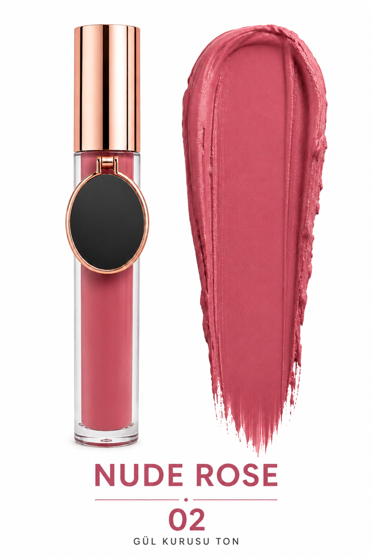 Sudedi Home Mat Likit Ruj Nude Rose Gül Kurusu Kalıcı Waterproof Yoğun Pigmentli Dudak Ruju Aynalı Tasarım