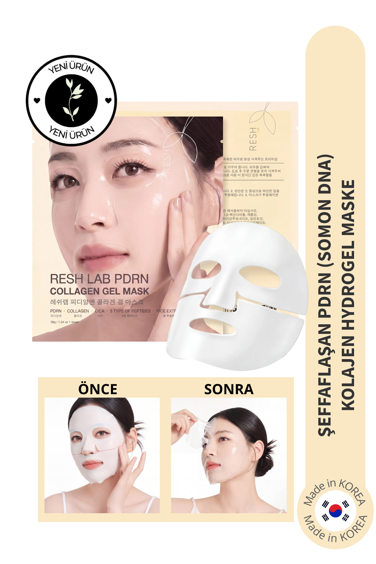 RESH LAB PDRN Collagen Gel Mask - Kolajen ve PDRN İçeren Hydrogel Yüz Maskesi