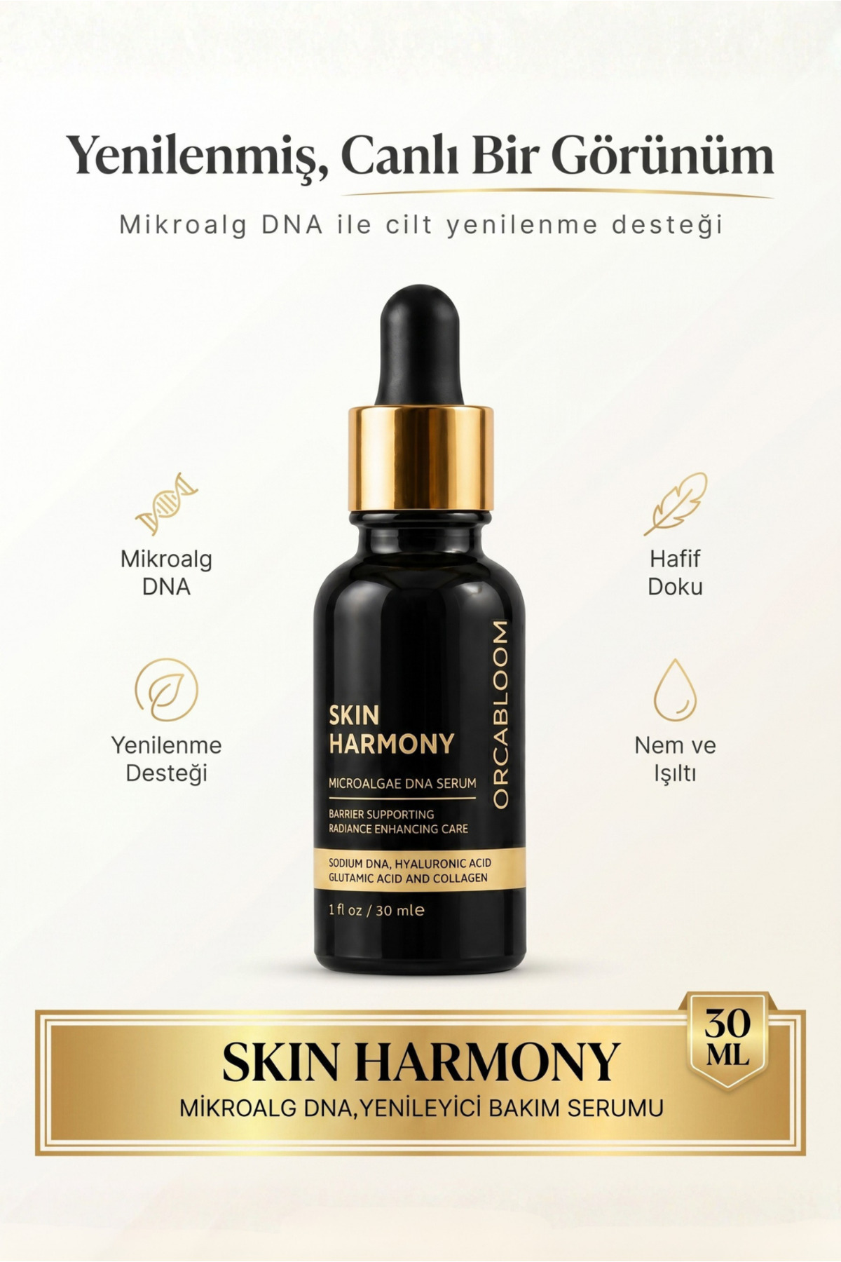 Orca Bloom Skin Harmony Mikroalgae DNA Cilt Serumu 30 ml Hyalüronik Asit Panthenol