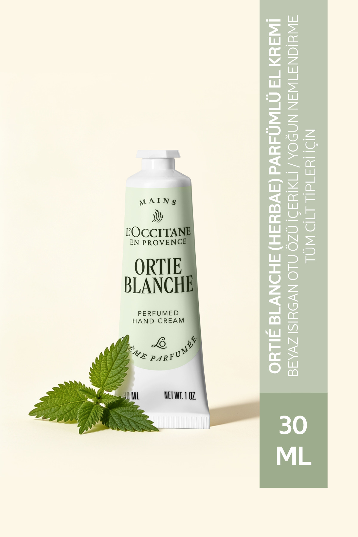 L'Occitane Orite Blanche (Herbae) Parfümlü El Kremi, Beyaz Isırgan Otu Özü İçeren Besleyici ve Nemlendirici, 30 ml