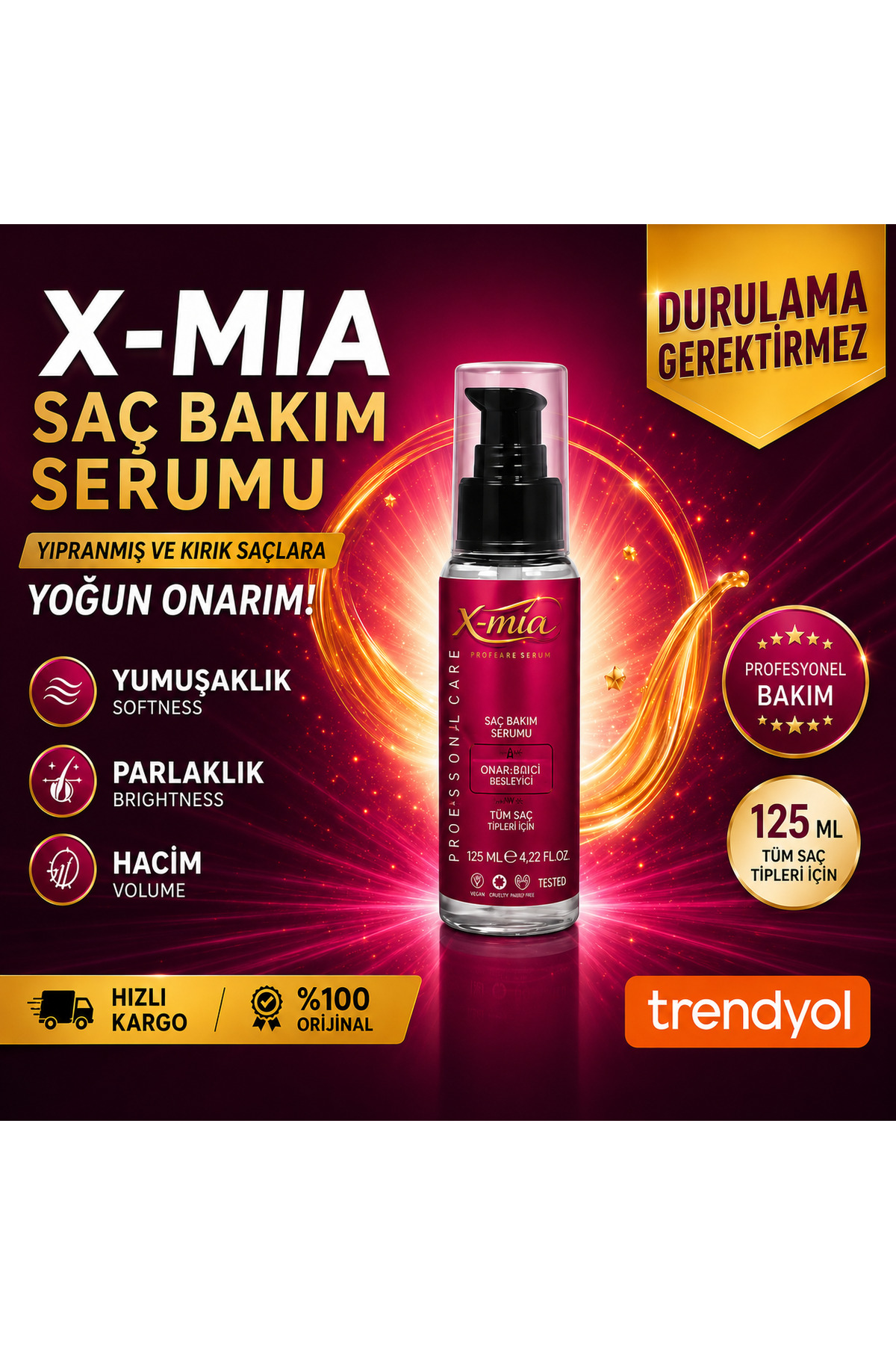 x-mia Saç Uzamasına Yardımcı,mat&yıpranmış Saçlar Için Keratinli Saç Serumu 125 ml