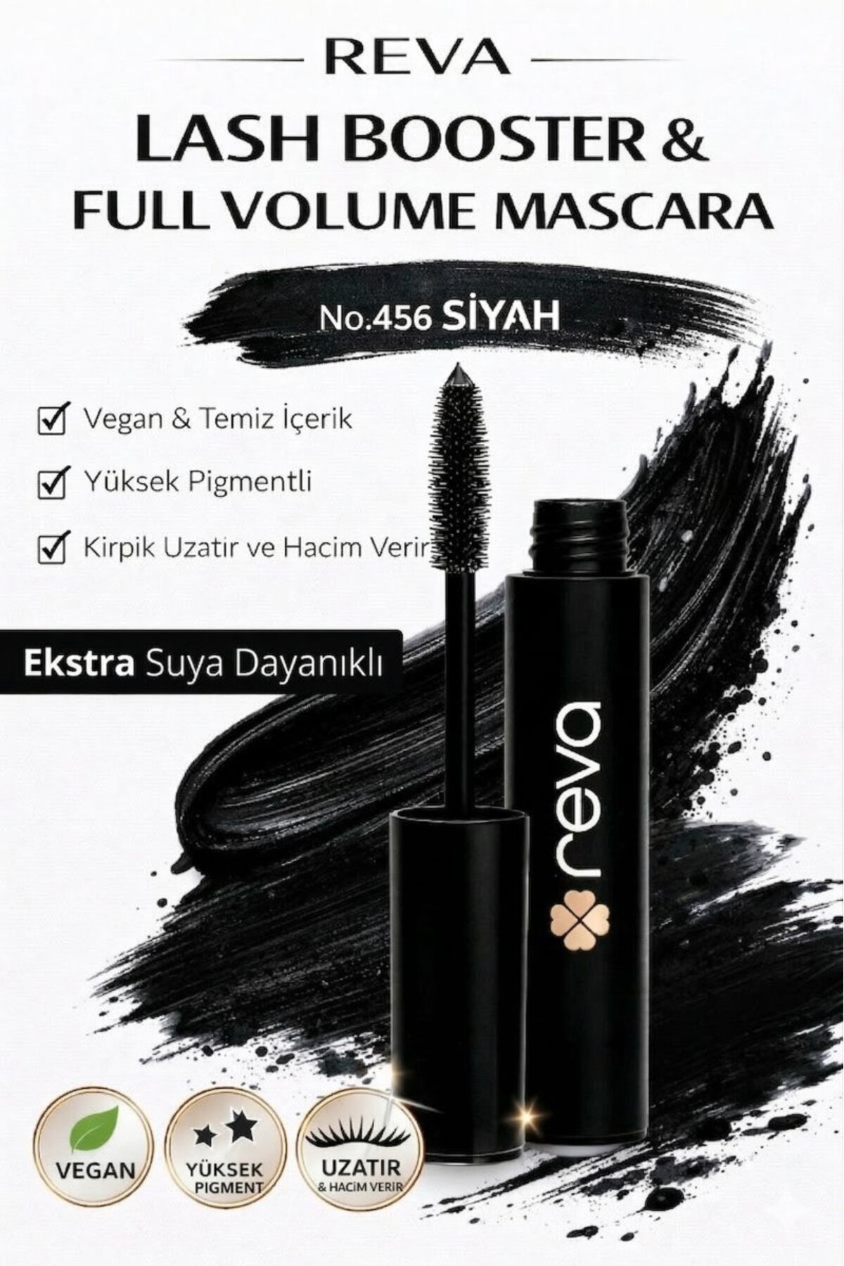 REVA Lash Booster & Full Volume Color Maskara Black-Tam Hacim & Uzatan Renkli Maskara Siyah 456