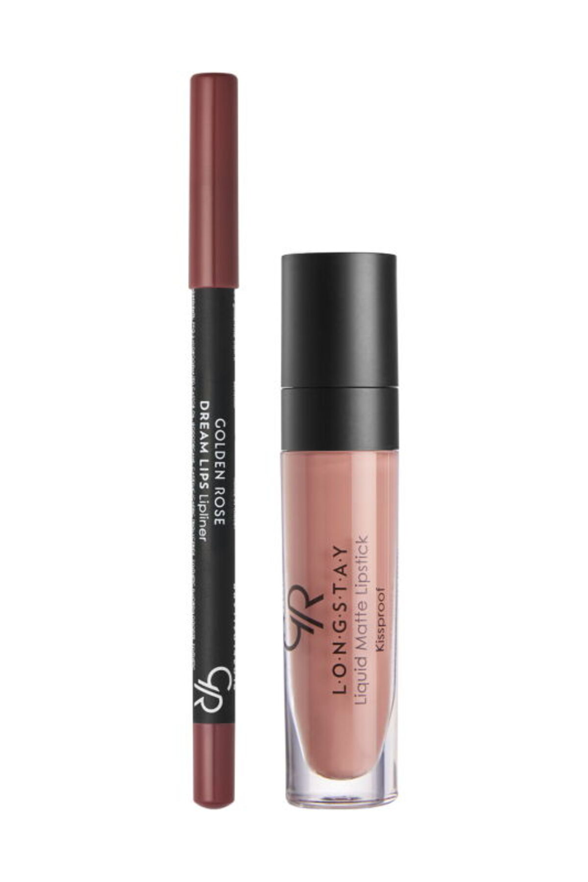 Golden Rose Matte Lip Kit - Warm Nude - Likit Mat Ruj ve Dudak Kalemi