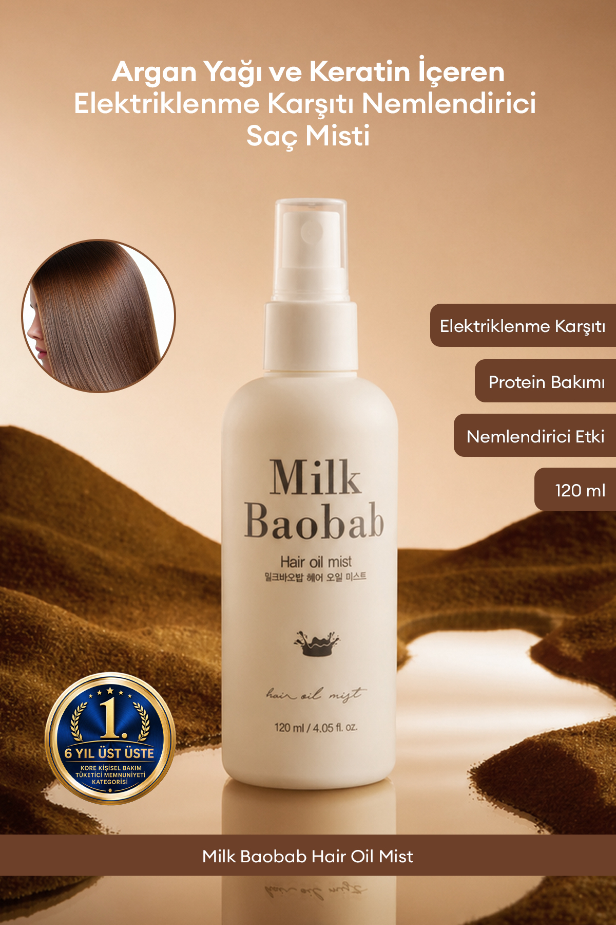 Milk Baobab Argan Yağı ve Keratin İçeren, Elektriklenme Karşıtı Nemlendirici Saç Misti Hair Oil Mist