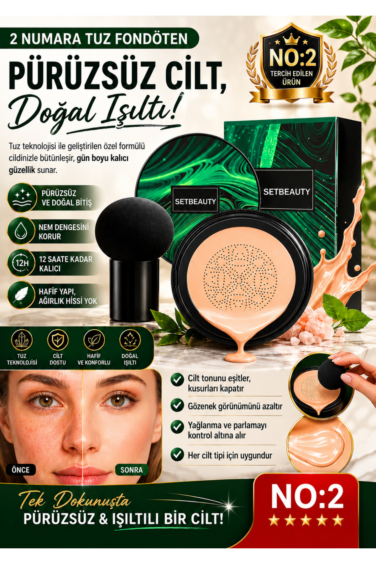 SETBEAUTY Tuz Nemlendirici Fondöten NO:02