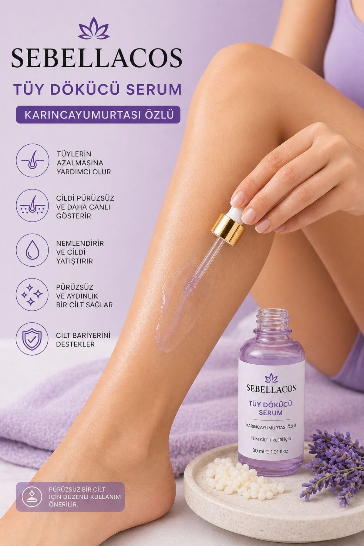 SeBeLLaCoS Karınca Yumurtası Özlü Tüy Dökücü Serum 30 ml Pürüzsüz Cilt Bakımı