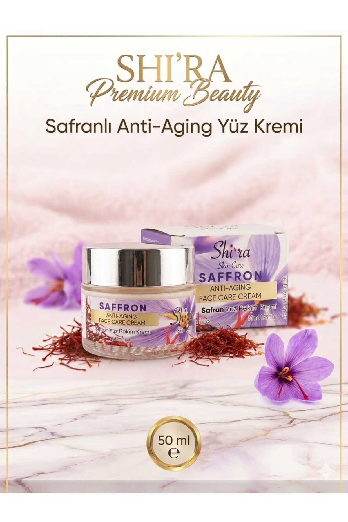 Shi'ra Safranlı Anti Aging Yüz Kremi 50 ML - Kırışıklık Karşıtı Nemlendirici Cilt Bakım Kremi