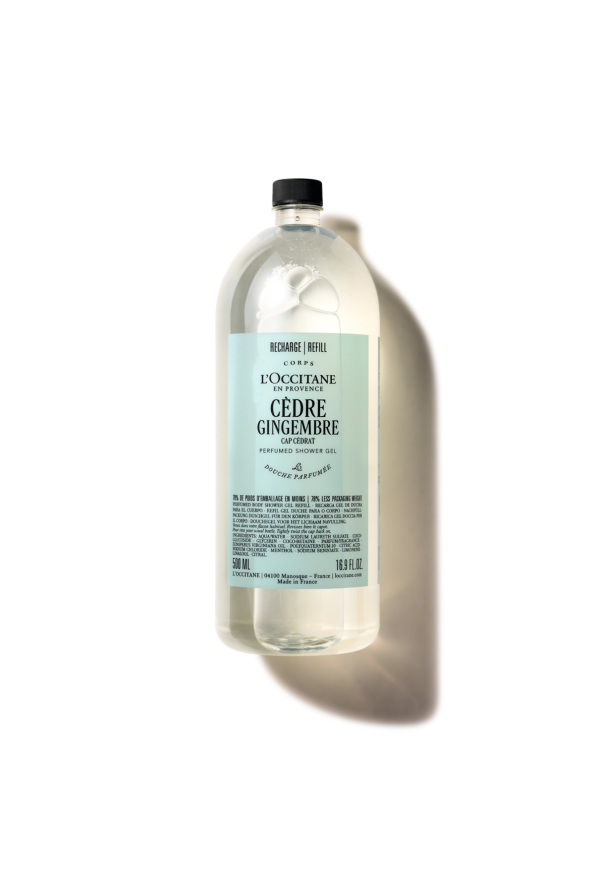L'Occitane Cap Cédrat Parfümlü Duş Jeli Eko Yedek (Refill), Ağaçkavunu, Limonotu ve Kaşmir Ağacı Notaları, 500 ml