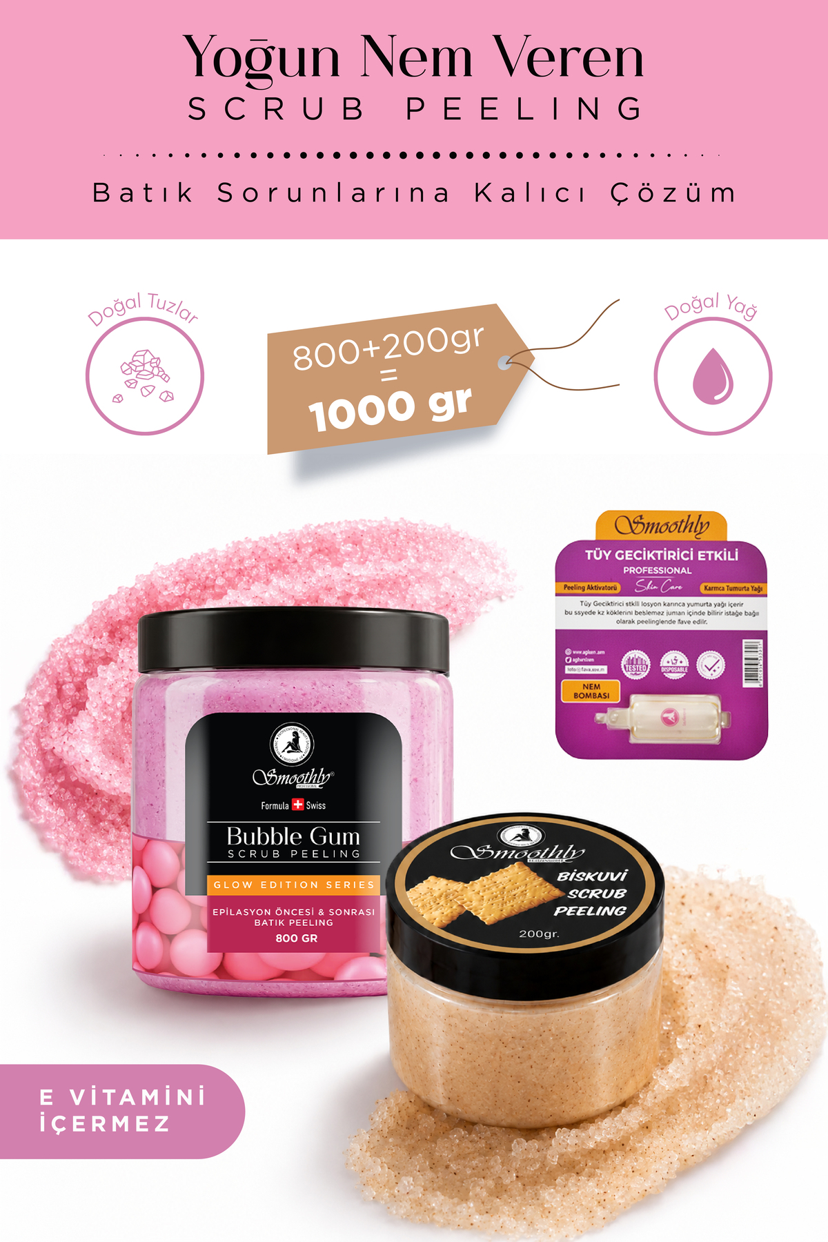 Smoothly Çilek Bacak Batık Peelingisakız Aromalı 800g Bisküvi Peeling 200 G E Vitamini Içermez