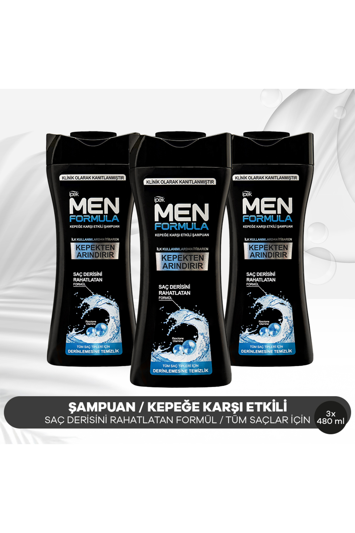 İpek Men Formula Kepeğe Karşı Etkili Arındırıcı Şampuan 480 ml x 3 Adet
